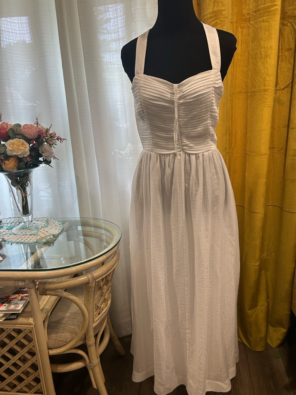 Favorite Daughter-Women’s White Maxi Skirt Sundress with Wide Adjustable Straps